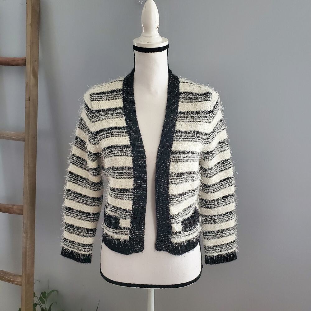 Calvin Klein Women's Striped Shag Open Cardigan size S